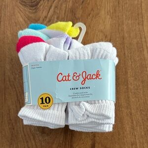 Cat & Jack Men's Crew Socks - White with Color Accents